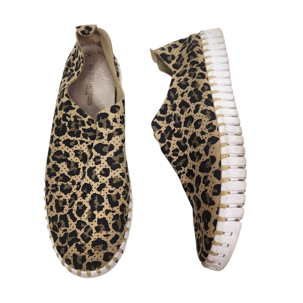 ILSE JACOBSEN Tulip Shoes Womens US 10.5-11 41 EU Brown Leopard Slip-On Flats